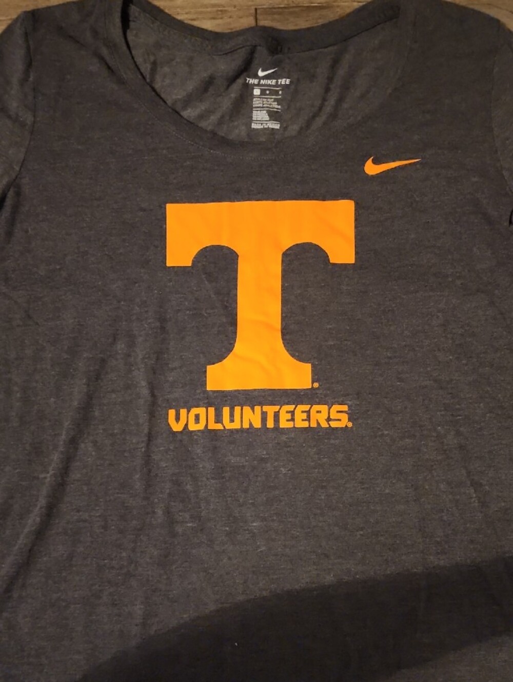 Nike Women's Long Sleeve Tee - Charcoal Gray with Orange Logo - Picture 3 of 3